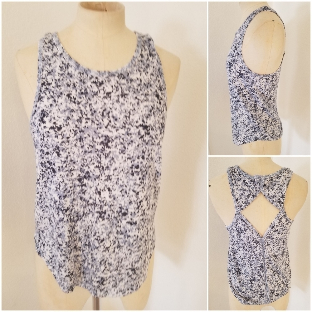 Athleta Sz XS Tank Top Breezy Printed Cutout Open Back Multicolor 37889